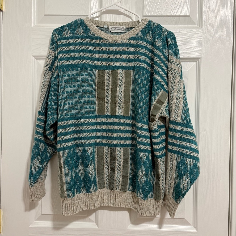 Vintage Italian Patterned Crewneck Sweater